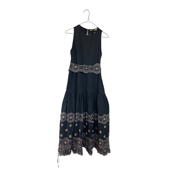 Vanessa Bruno Alais Embroidered Midi Dress Size 34 - Picture 1 of 6